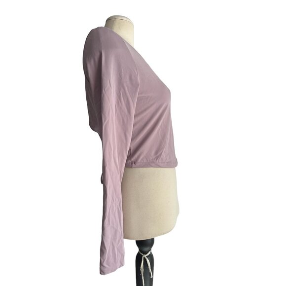 Halara Backless Cut Out Tie Back Long Sleeve Workout Shirt Round Neck Sz Large W - Picture 11 of 12